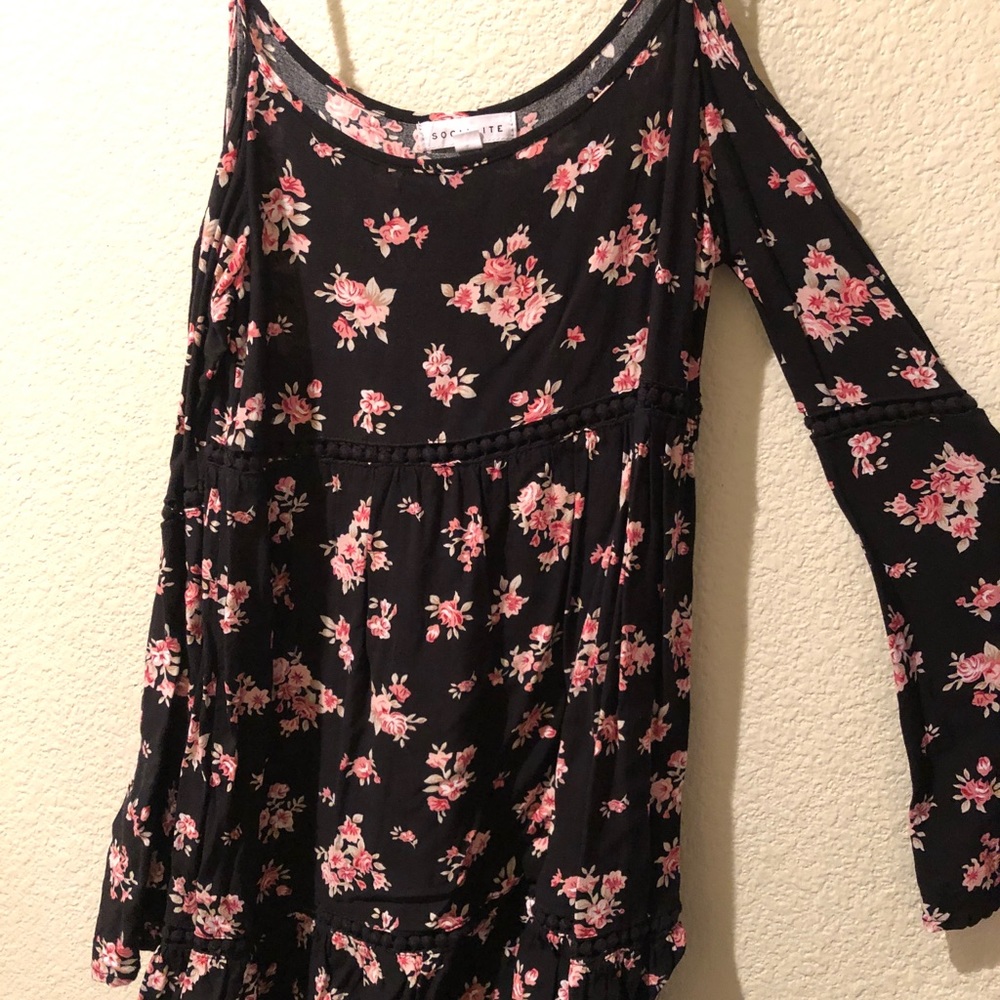 Socialite Bell-Sleeve Floral Dress